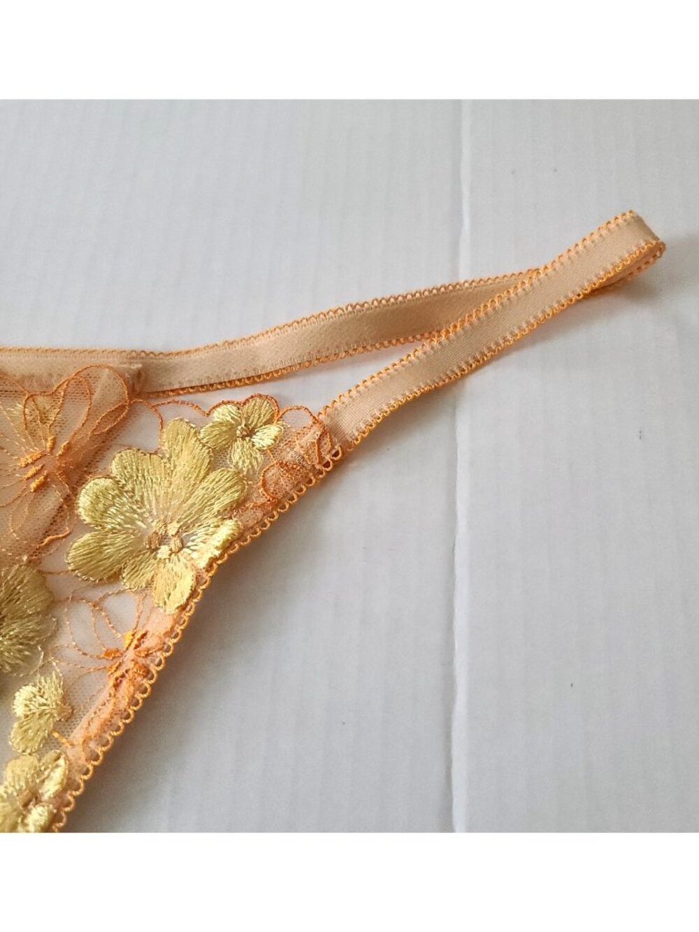Urban Outfitters Out From Under Embroidered Sheer Thong Panty L Orange Sexy NWOT - Picture 5 of 8